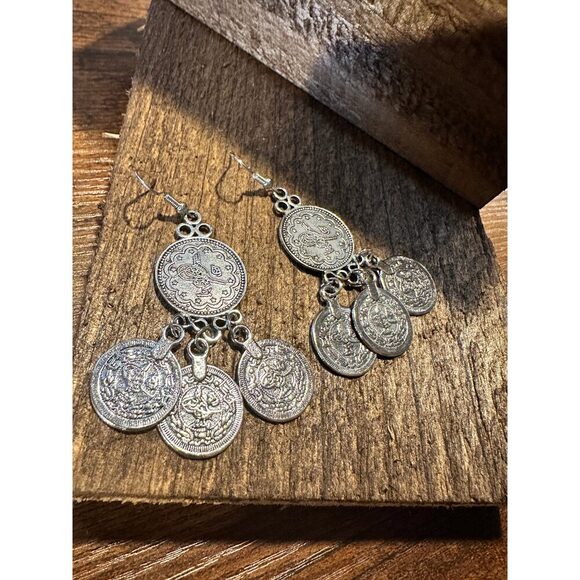 Vintage-Inspired Boho Coin Dangle Earrings in Gift-Ready Box - Picture 7 of 10